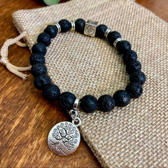 The Painted Jezebel Designs Jewelry - Tree of Life & Ohm Volcanic Ash Bead Bracelet